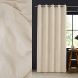 Perdea decorativă bej cu model frunze și inele, 140x260 cm, CMCLASS