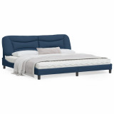 VidaXL Cadru de pat cu tăblie, albastru, 200x200 cm, textil