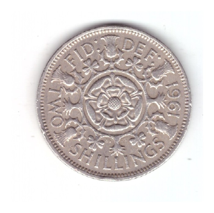 Moneda Anglia 2 shilling / 2 shillings 1961, stare buna, curata