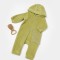 Salopeta Elefant cu maneca lunga si gluga din 80%bumbac organic si 20% poliester - Verde, BabyCosy (Marime: 9-12 luni)