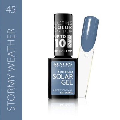 Lac de unghii Solar Gel, Revers, 12 ml, gri, nr 45, stormy weather foto