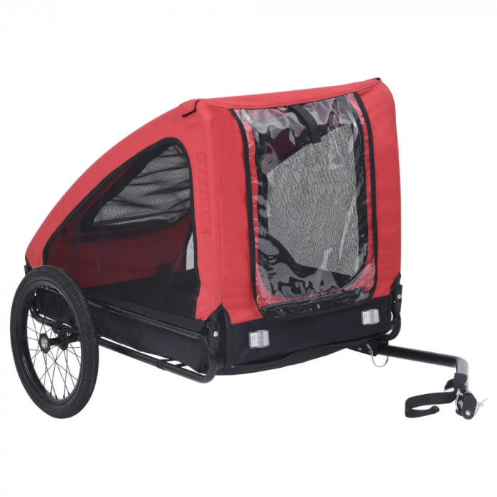 vidaXL Remorcă de bicicletă pentru animale de companie, roșu &amp; negru