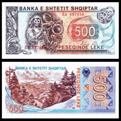 ALBANIA █ bancnota █ 500 Leke █ 1996 █ P-48b █ UNC █ necirculata foto