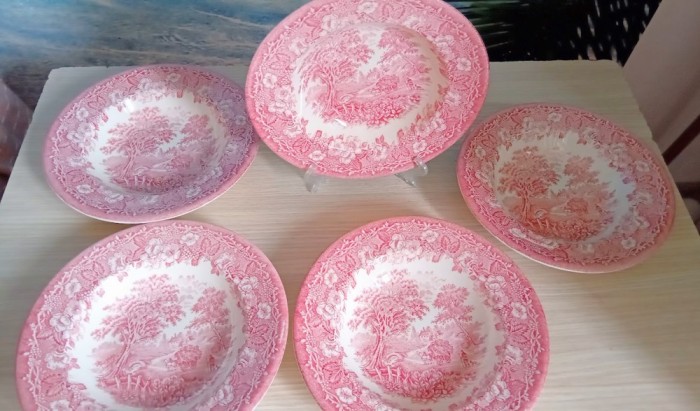 Vand set 5 farfurii de supa portelan englezesc