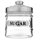 Recipient din sticla cu capac metalic pentru zahar, Neirini, Transparent/Argintiu, 250 ml