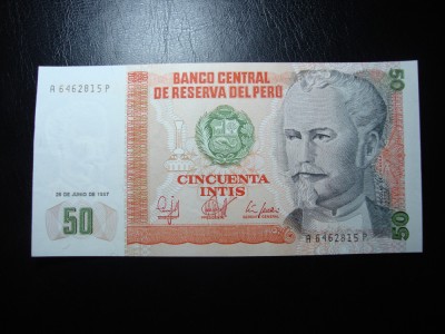 PERU 50 INTIS 1987 UNC foto