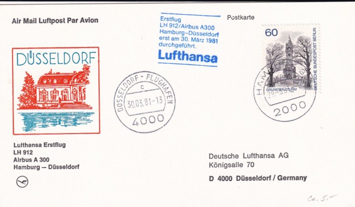 FILATELIE TEMATICA - PLIC GERMANIA TEMATICA AVION AVIOANE AVIATIE AIRMAIL