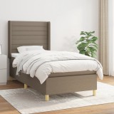 Cumpara ieftin Pat box spring cu saltea, gri taupe, 90x190 cm, textil