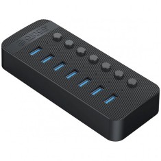 Hub USB Orico CT2U3-7AB, 7 x USB-A 3.0, Negru