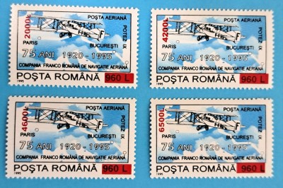 TIMBRE ROM&amp;Acirc;NIA LP 1528/2000 75 de ani de la &amp;icirc;nființarea C.F.R.N.A. (supratipar) -Serie simplă MNH foto
