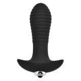 Vibrator anal LOVING JOY Swirl Vibrating Butt Plug, 7 funcții de vibrație, lungime 14.5 cm, diametru 3.5 cm, negru