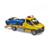 Bruder Mercedes Benz Sprinter, Vehicul de Tractare cu Sunete si Roadster Inclus, Jucarie Baieti, +4 Ani