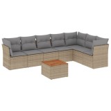 Cumpara ieftin Set canapele de gradina, 8 piese, cu perne, bej, poliratan