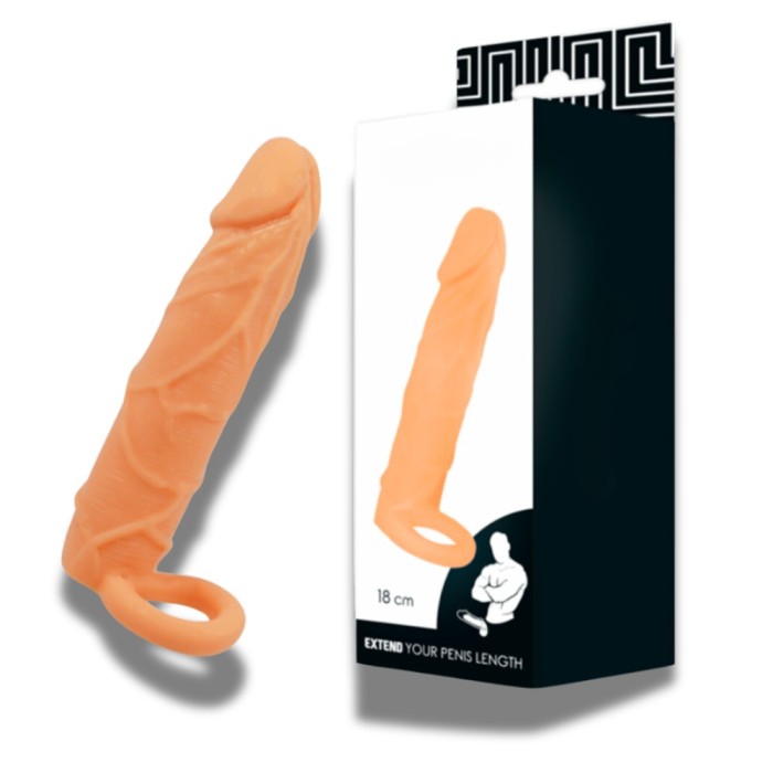 Manson Extensie Penis Realist, cu Vene Proeminente, Inel Testicule, Material Sigur, Fara BPA, Rezistent la Apa, Ejaculare Intarziata, Flexibil, Ajusta