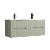 Masca Baie Leziter Trent 120 cm cu Lavoar Ceramica Verde, 4 Sertare Soft-Close, Montata pe Perete