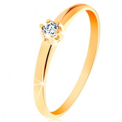 Inel din aur 585 - diamant rotund de culoare transparentă &amp;icirc;n montură cu şase cleştişori - Marime inel: 54 foto