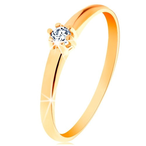 Inel din aur 585 - diamant rotund de culoare transparentă &icirc;n montură cu şase cleştişori - Marime inel: 50