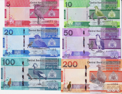 Bancnota Gambia 5 - 200 Dalasis 2019 - PNew UNC ( set complet de 6 bancnote ) foto