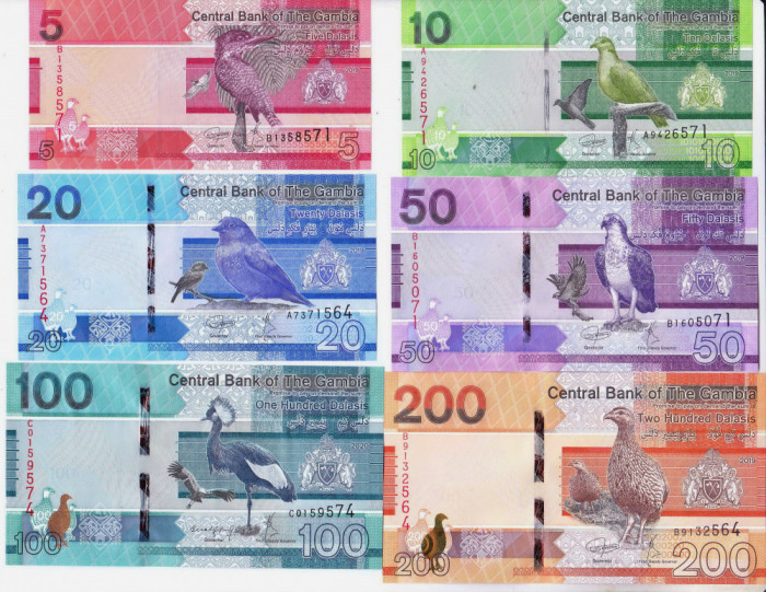 Bancnota Gambia 5 - 200 Dalasis 2019 - PNew UNC ( set complet de 6 bancnote )