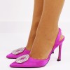 Pantofi fucsia eleganti cu brosa BYJ8211 04, 36, 37, 40, 41