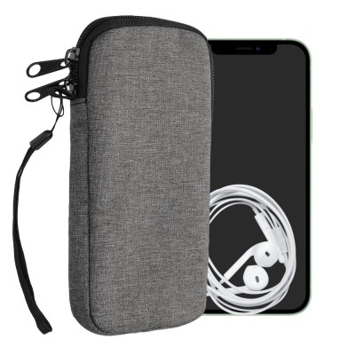 Husa Universala Kwmobile marime XL - 6,8 inch, Textil, Gri, 58228.4.19 foto