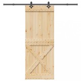 vidaXL Ușă glisantă cu set feronerie, 90x210 cm, lemn masiv de pin