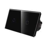Intrerupator touch simplu x 2 cu indicator luminos, Luxion LX-ST-101/101-B, incastrat, rama din sticla inclusa, negru