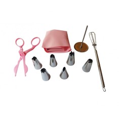 Set duiuri ornat din inox, tel, forfeca, pos silicon, stand, 9 bucati, 444COF