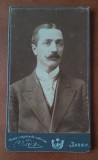 Fotografie tip CDV, barbat cu mustata, Constantin M. Gherghina, sfarsit de secol XIX