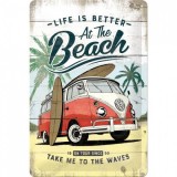 Placa metalica - Volkswagen Bulli Beach- 20x30 cm, Nostalgic Art Merchandising