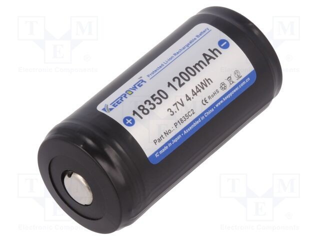 Acumul: Li-Ion 18350 3,7V 1100mAh &Oslash;18,6x39mm 8A