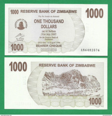 = ZIMBABWE - 1000 DOLLARS - 2006 - UNC = foto