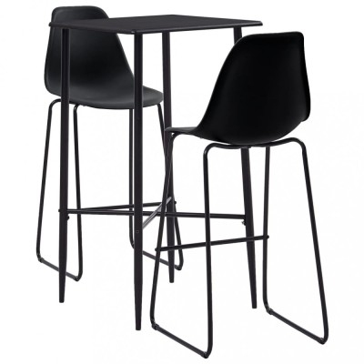 Set mobilier de bar, 3 piese, negru, plastic GartenMobel Dekor foto