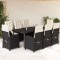 vidaXL Set mobilier de grădină cu perne, 9 piese, negru, poliratan 3212309