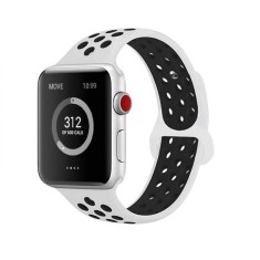 Curea sport Edman silicona pentru Apple Watch Ultra/SE/9/8/7/6/5/4/3/2/1, 38/40/41 mm, marimea S, Alb/Negru