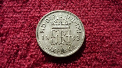 6 PENCE 1942 ARGINT ***** foto