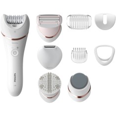 Epilator umed si uscat Seria 9000 BRE740/90, 12 accesorii, 32 pensete, utilizare fara fir, 2 setari de viteza, opti-light, discuri ceramice, Argintiu