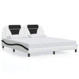 Cumpara ieftin Cadru de pat Viana fara saltea alb si negru 180x200cm piele artificiala
