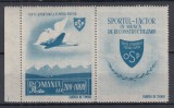 ROMANIA 1945 LP 176 a ORGANIZATIA SPORTURILOR POPULARE POSTA AERIANA VINIETA MNH