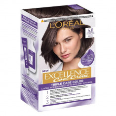 Vopsea de Par Permanenta L'Oreal Paris Excellence Cool Creme 5.11, 192 ml, Saten Deschis Ultra Cenusiu, Vopsea L'Oreal Paris, Vopsea de Par L'OREAL Pa