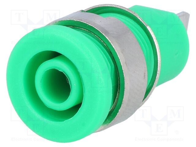 Conector banană 4mm soclu 32A verde nichelat AXIOMET