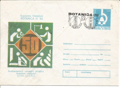 (No2)plic-EXPOZITIA FILATELICA - Botanica III, Bucuresti 1983 foto