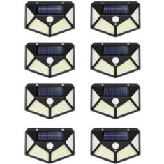 Pachet 8 Lampi cu LED incarcare solara si senzor de miscare cu 100 LEDURI