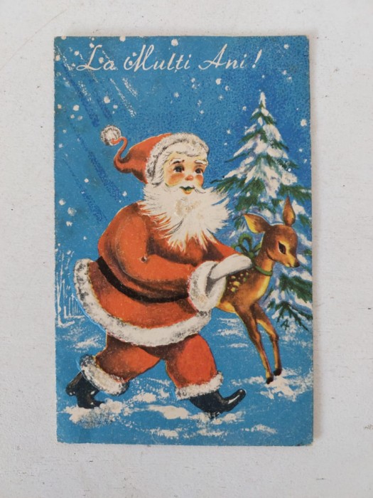 Felicitare veche romneasca anii 80 sarbatori iarna scrisa, necirculata