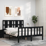 VidaXL Cadru de pat cu tăblie, negru, 140x200 cm, lemn masiv