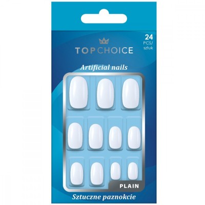 Set 24 unghii artificiale Top Choice, 78378, albe ovale foto