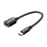 Cablu USB 2.0 A mama - USB type C tatat 15cm cupru ecranat negru VENTION CCSBB