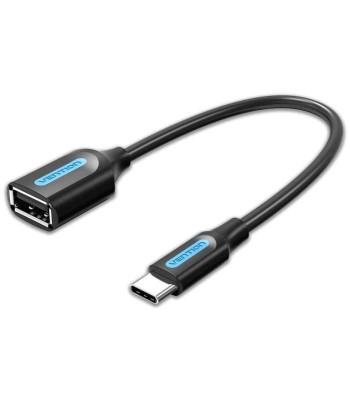 Cablu USB 2.0 A mama - USB type C tatat 15cm cupru ecranat negru VENTION CCSBB foto