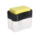 Dispenser eMazing 2 &icirc;n 1 pentru detergent lichid vase și ustensile sanitare, cu suport integrat pentru burete de bucătărie, capacitate 380 ml, culoare