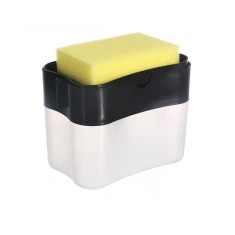 Dispenser eMazing 2 &icirc;n 1 pentru detergent lichid vase și ustensile sanitare, cu suport integrat pentru burete de bucătărie, capacitate 380 ml, culoare